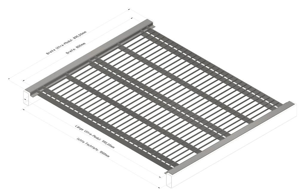 Schematic drawing of Ultra grating with dimensions